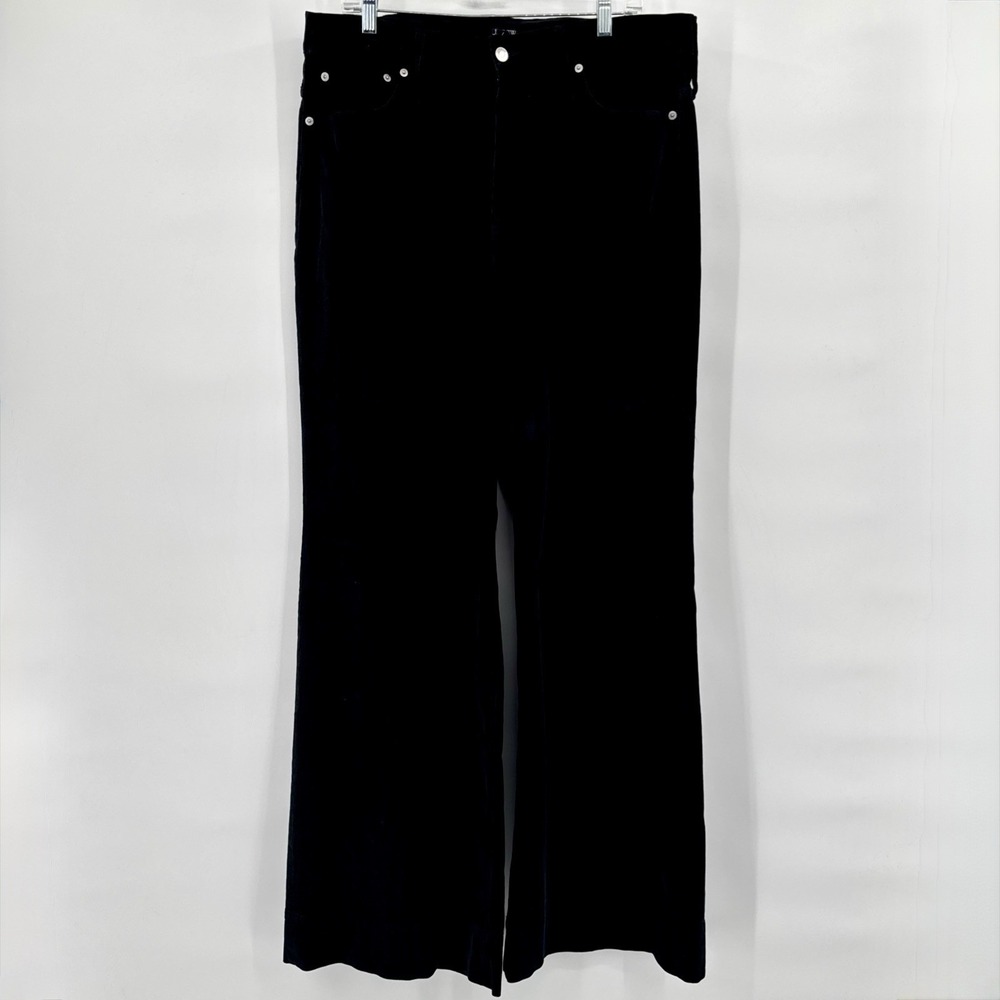 J.Crew Corduroy Pants Women's 33 Black Straight Wide Leg 5-Pocket Cuffed Hem NEW